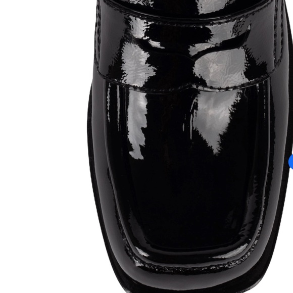 New JEFFREY CAMPBELL Sorbonne Black Crinkle Patent Leather Penny Loafer | Sz 10 - Picture 2 of 9